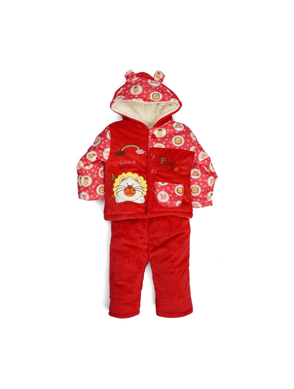 Little Spark Baby Velvet Suit Set Red Lion (12-18 Months)